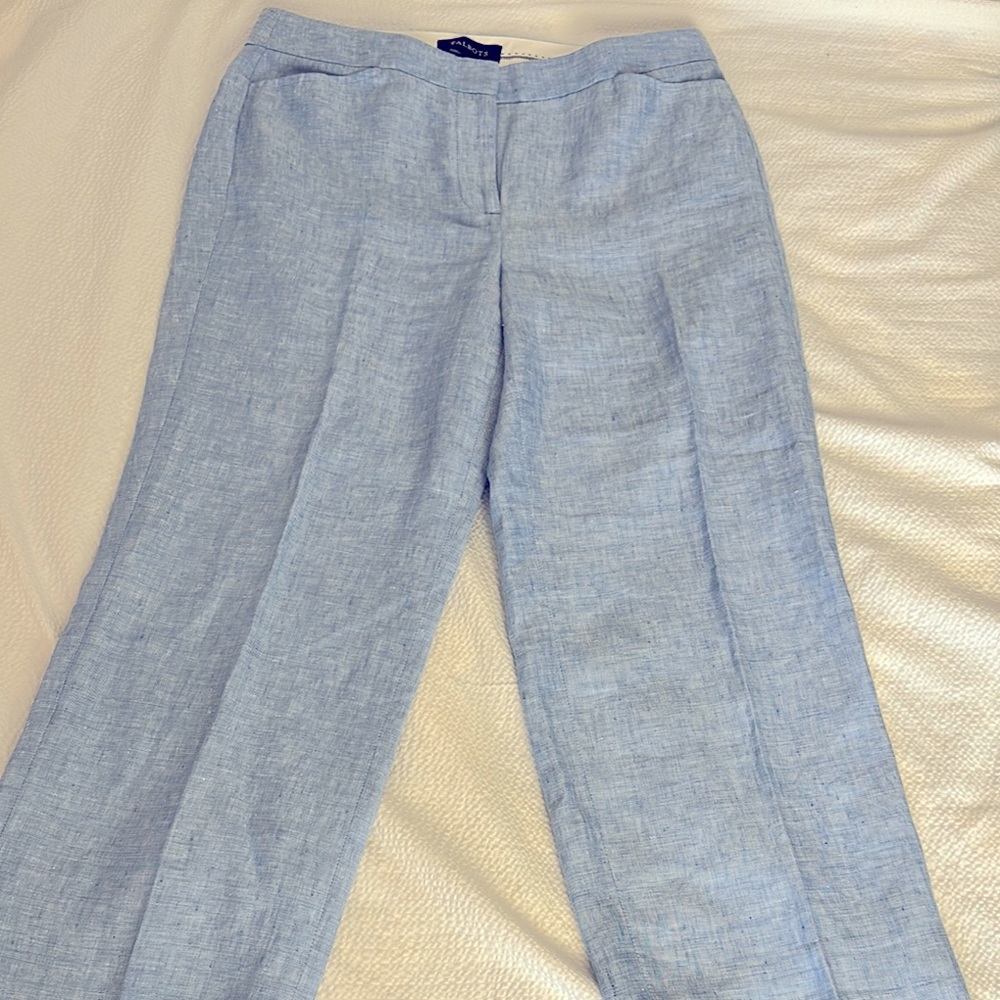 Talbots Light Blue cropped linen Pants Sz 4